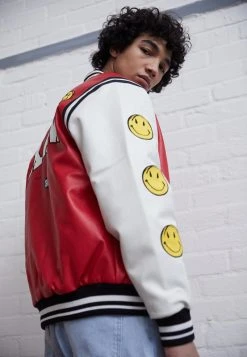 KARL KANI X SMILEY® COLLEGE JACKET - Kunstlederjacke - Red, Herren