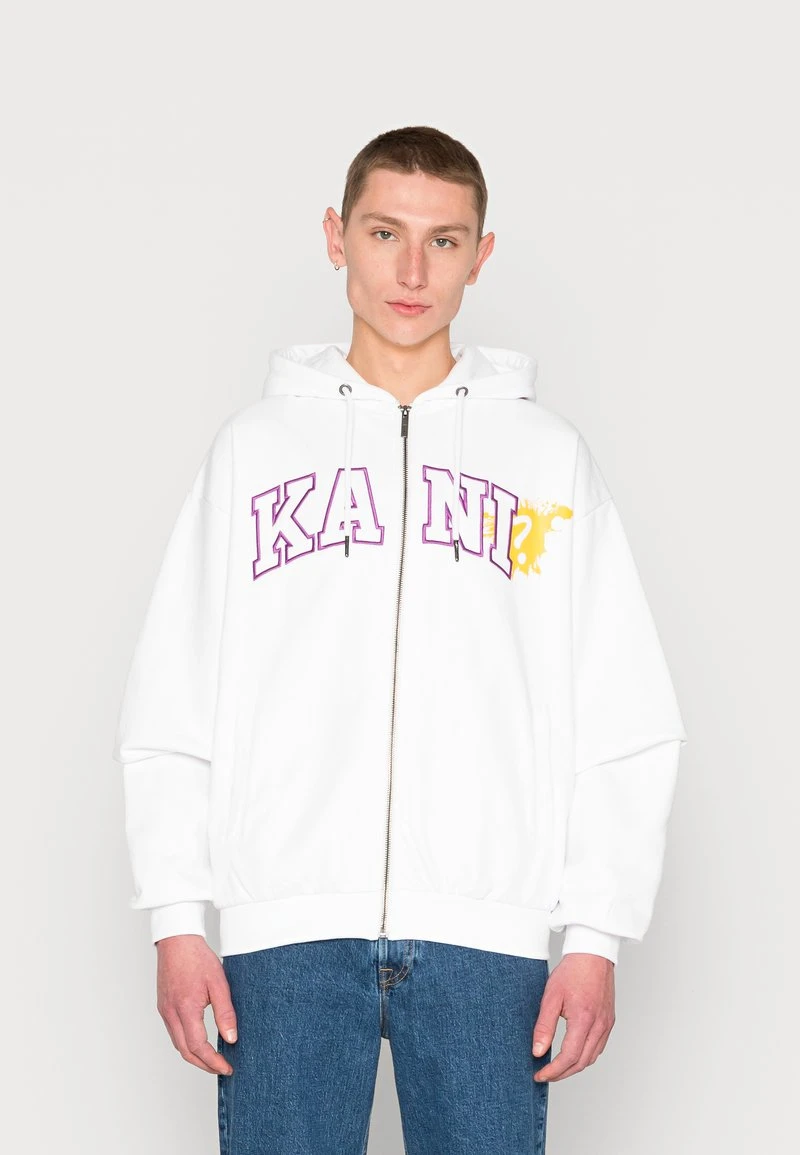 SERIF ZIP HOODIE UNISEX - Sweatjacke - white Karl Kani SERIF ZIP HOODIE UNISEX - Sweatjacke - White -Outlet KARL KANI Store 17ffbbf12d784bc1b48bc0b20a15643f