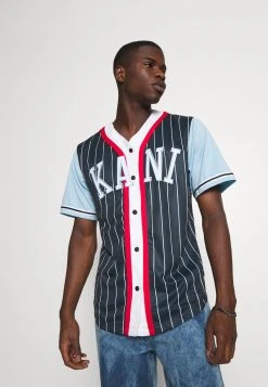 Karl Kani COLLEGE BLOCK PINSTRIPE BASEBALL SHIRT - Hemd - Navy, Herren