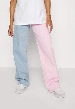 Karl Kani BLOCK WIDE LEG PANTS - Jeans Relaxed Fit - Rose/blue, Damen