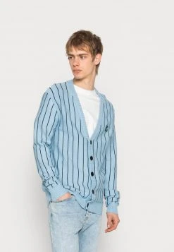 Karl Kani PINSTRIPE CARDIGAN UNISEX - Strickpullover - Light Blue