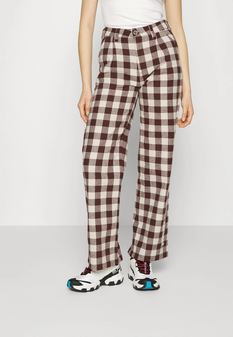 Karl Kani RETRO WIDE LEG CHECK PANTS - Stoffhose - Sand, Damen 3 Karl Kani RETRO WIDE LEG CHECK PANTS - Stoffhose - Sand, Damen