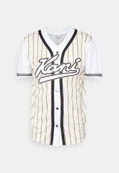 Karl Kani VARSITY PINSTRIPE BASEBALL UNISEX - T-Shirt Print - Cream/white