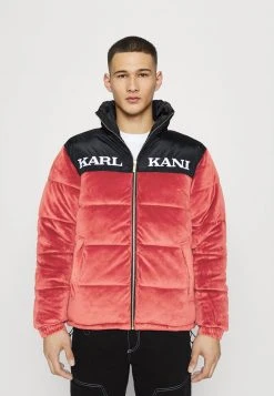 Karl Kani RETRO VELVET BLOCK PUFFER UNISEX - Winterjacke - Dark Red