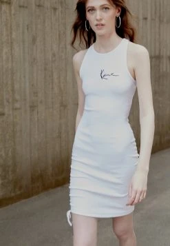 Karl Kani SMALL SIGNATURE GATHERED DRESS - Etuikleid - White, Damen -Outlet KARL KANI Store 56a787071dd74e4e90b9faa8b8cf8d1f