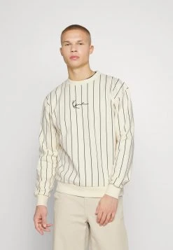 Karl Kani UNISEX SMALL SIGNATURE PINSTRIPE CREW - Sweatshirt - Cream
