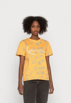 Karl Kani SIGNATURE FLOWER TEE LIGHT - T-Shirt Print - Light Orange, Damen