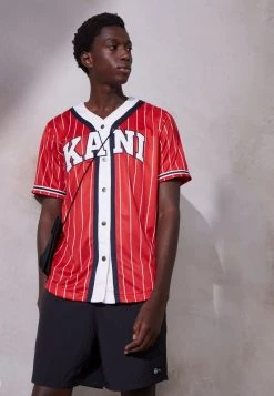 Karl Kani SERIF BASEBALL SHIRT - Hemd - Red, Herren