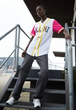 Karl Kani COLLEGE BLOCK BASEBALL - T-Shirt Print - White, Damen